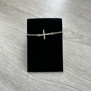 Cross Bracelet Delicate Gold Chain Rhinestone Christian Jewelry Dainty Womens